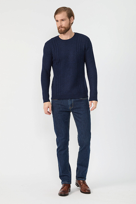 Мужской брендовый джемпер вязаный из мериносовой шерсти темно-синий арт. 7GGR-NECK/12270/595 Meucci (Италия) - фото. Цвет: Темно-синий. Купить в интернет-магазине https://shop.meucci.ru

