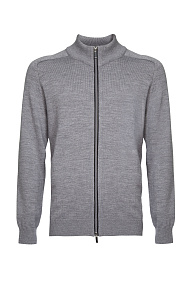 Шерстяной кардиган на молнии серого цвета  (FZIP+ALC/77900/8M0003)