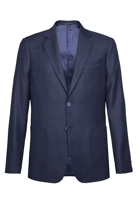 Мужской пиджак темно-синий в мелкую клетку из шерсти с добавлением шелка  Meucci (Италия), арт. MI 1200181EZ/11749 - фото. Цвет: Синий, мелкая клетка. Купить в интернет-магазине https://shop.meucci.ru
