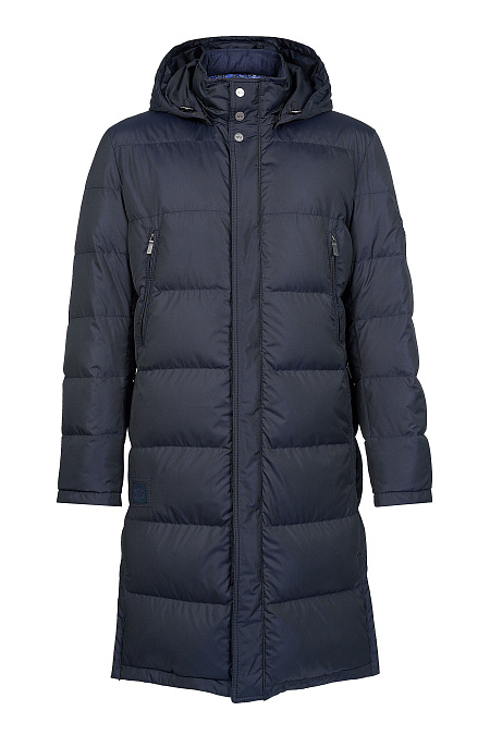 Пуховое пальто с капюшоном темно-синего цвета  для мужчин бренда Meucci (Италия), арт. 9116 - фото. Цвет: темно-синий. Купить в интернет-магазине https://shop.meucci.ru
