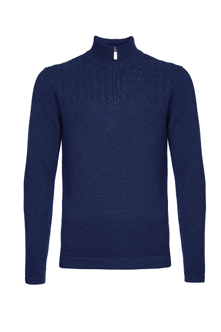 Мужской брендовый джемпер из шерсти мериноса с кашемиром синего цвета арт. CB ZIP/70302023/SM7169 Meucci (Италия) - фото. Цвет: Темно-синий. Купить в интернет-магазине https://shop.meucci.ru

