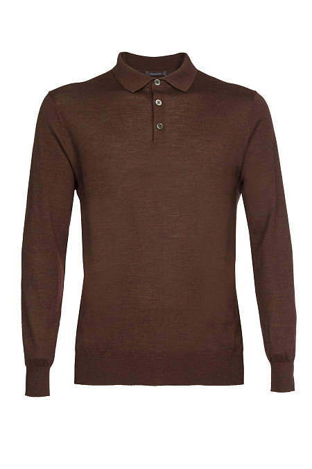 Мужской брендовый джемпер-поло коричневого цвета с застежкой на пуговицы  арт. POLOB/7M1670 Meucci (Италия) - фото. Цвет: Коричневый. Купить в интернет-магазине https://shop.meucci.ru

