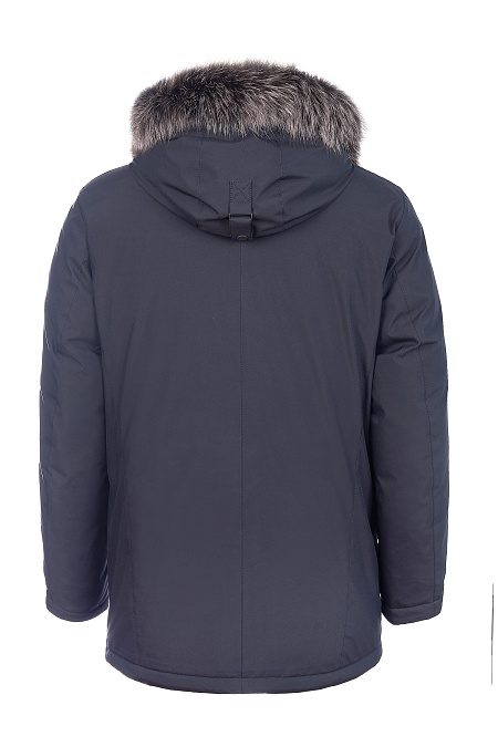 Пуховик средней длины с капюшоном для мужчин бренда Meucci (Италия), арт. 3940 - фото. Цвет: Темно-синий. Купить в интернет-магазине https://shop.meucci.ru
