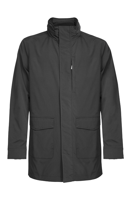 Ветровка черная со скрытым капюшоном в воротнике  для мужчин бренда Meucci (Италия), арт. M-E-115 Black - фото. Цвет: Черный. Купить в интернет-магазине https://shop.meucci.ru
