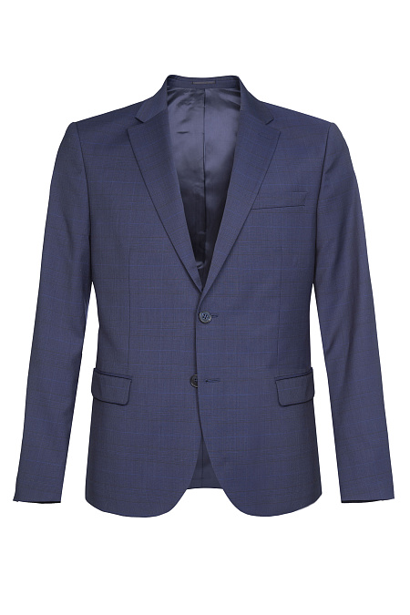 Мужской шерстяной костюм в мелкую клетку темно-синих оттенков  Meucci (Италия), арт. MI 2200191/22009 - фото. Цвет: Серо-синий в клетку.