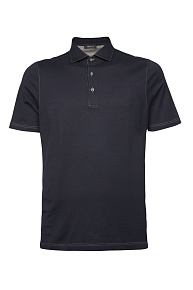 Хлопковое поло на пуговицах темно-синего цвета  (73727/60103/590)