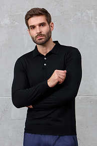 Джемпер-поло черного цвета с застежкой на пуговицы (33014/22025 BLACK)