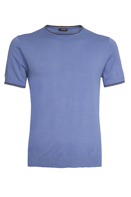 Футболка светло-синяя из хлопка Пима  для мужчин бренда Meucci (Италия), арт. MEU-SS2408/DQSS16 - фото. Цвет: Светло-синий . Купить в интернет-магазине https://shop.meucci.ru
