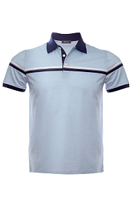 Хлопковое поло сине-голубое с орнаментом  (4050 DW Lt.Blue)