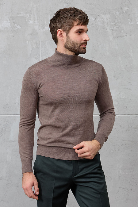 Мужская брендовая водолазка светло-коричневого цвета с высоким воротником арт. 53016/22025 Lt.BROWN Meucci (Италия) - фото. Цвет: Светло-коричневый. Купить в интернет-магазине https://shop.meucci.ru

