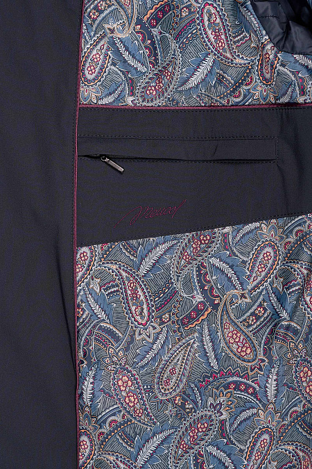 Стеганый пуховик из смесовой шерстяной ткани с капюшоном  для мужчин бренда Meucci (Италия), арт. 1970 - фото. Цвет: Темно-синий. Купить в интернет-магазине https://shop.meucci.ru
