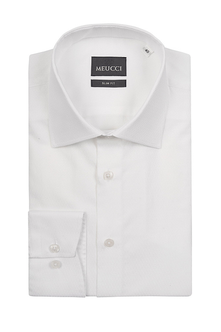 Модная мужская классическая белая рубашка с микродизайном  арт. SL 10224070/301039 от Meucci (Италия) - фото. Цвет: Белый, микродизайн.
