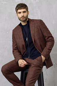Костюм коричневый в клетку из шерсти, конопли, шелка и кашемира  (MI 2200191DE/12103)