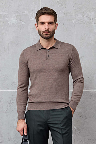 Джемпер-поло светло-коричневый с застежкой на пуговицы (33014/22025 Lt.BROWN)