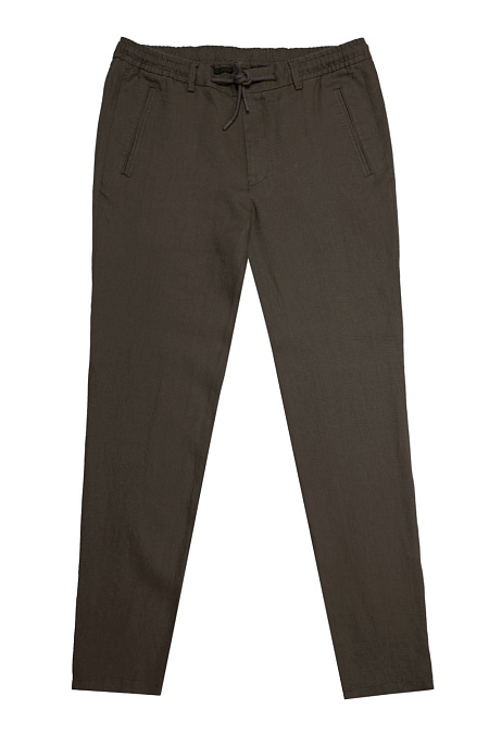 Мужские брендовые льняные брюки коричневые  арт. SP-LP 1110 Brown Meucci (Италия) - фото. Цвет: Коричневый. Купить в интернет-магазине https://shop.meucci.ru
