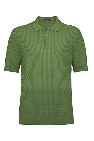 Хлопковое поло с объемным дизайном зеленого цвета  (57113/18018/465)