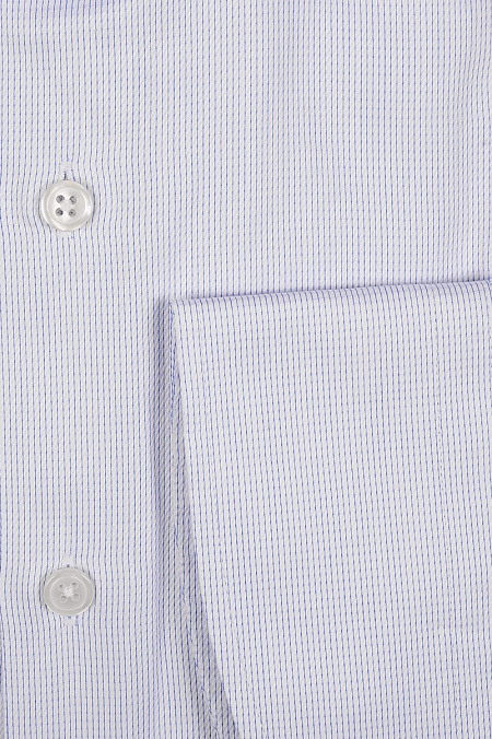 Модная мужская рубашка белая с синим орнаментом и эффектом non iron арт. CL 10224070/301016 от Meucci (Италия) - фото. Цвет: белый с синим орнаментом.
