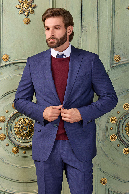 Мужской классический шерстяной костюм синего цвета  Meucci (Италия), арт. MI 2200191DR/12019 - фото. Цвет: Синий. Купить в интернет-магазине https://shop.meucci.ru
