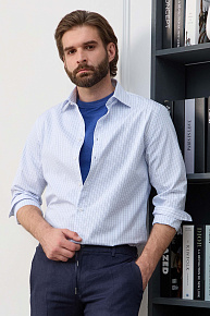 Рубашка белая в цветную клетку из хлопка Sea Island  (SL 10224070/301035)