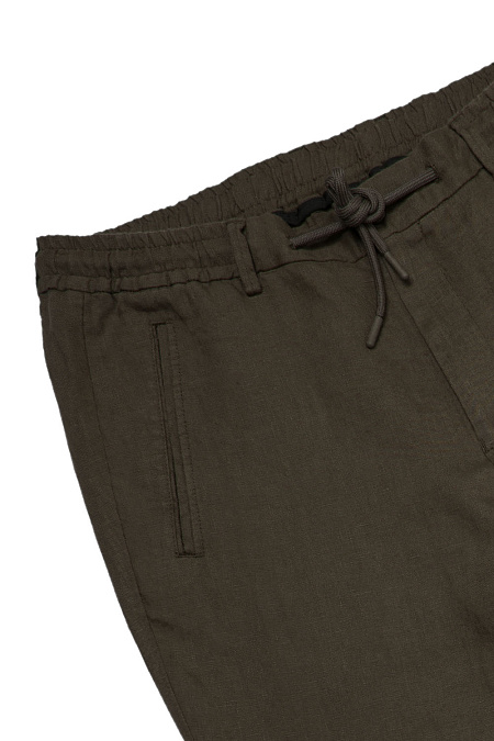 Мужские брендовые льняные брюки коричневые  арт. SP-LP 1110 Brown Meucci (Италия) - фото. Цвет: Коричневый. Купить в интернет-магазине https://shop.meucci.ru
