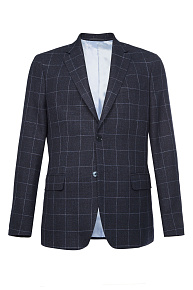 Пиджак темно-синий в клетку из смеси шерсти и вискозы  (MI 1200181VB/11641)