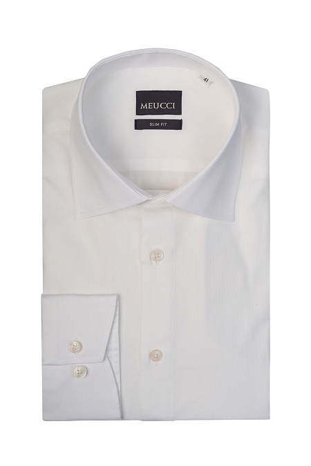 Модная мужская рубашка белого цвета  арт. SL 9020 RL 0191 BAS/231103 от Meucci (Италия) - фото. Цвет: Белый.
