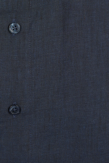 Модная мужская темно-синяя льняная рубашка с коротким рукавом  арт. SL 10224070/301024K от Meucci (Италия) - фото. Цвет: Темно-синий.
