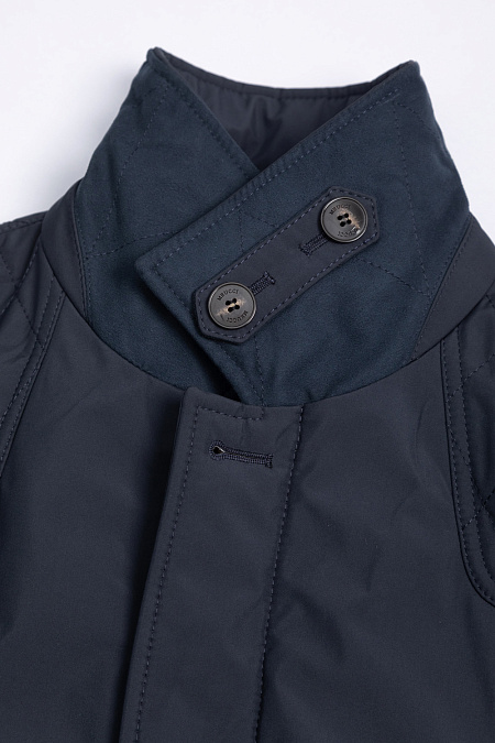 Утепленная куртка-пиджак со вставками из стеганого полотна для мужчин бренда Meucci (Италия), арт. 2797 - фото. Цвет: Темно-синий. Купить в интернет-магазине https://shop.meucci.ru
